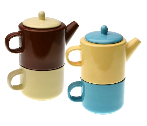 Kleine Teekanne / Kaffeekanne mit Tasse Set im Retro Vintage Design