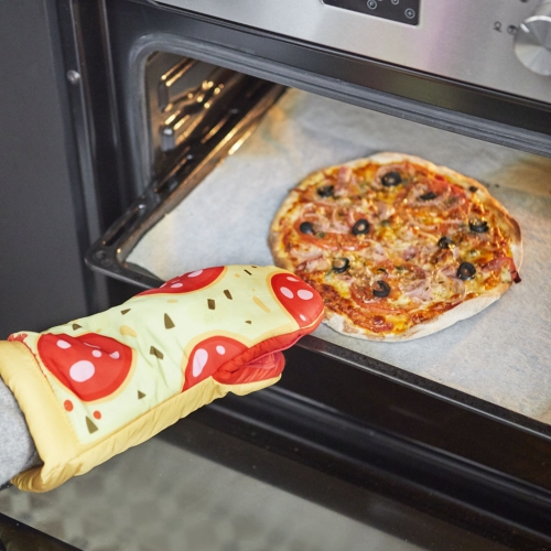 Ofenhandschuh Pizza - origineller Topfhandschuh aus Polyester und Silikon