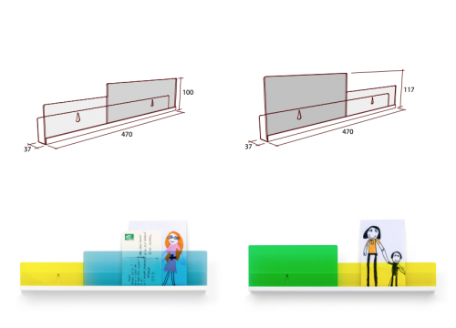 Preview: Bilderleiste Blette - Acryl Deko-Regal für Bilder, Zeichnungen, Bücher