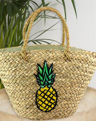 Korbtasche Ananas kramsen Shopper- Strohtasche Strandtasche